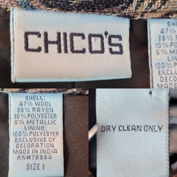 Vintage Wool Blend Trucker Jacket Blazer Shacket M Brown Gold Paisley Jacquard - Picture 3 of 10